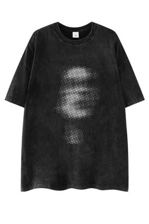 Heavyweight 260g Hip-Hop Dark Abstract Washed Vintage Pure Cotton Loose Short-Sleeve T-Shirt - European American Trendy Style