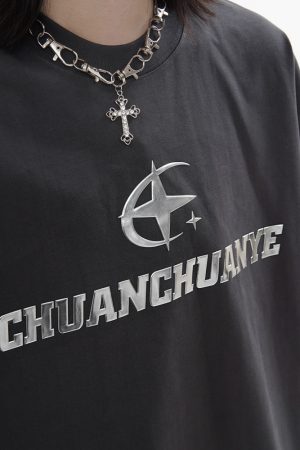 Heavyweight American Street Style Short Sleeve T-Shirt for Men & Women, Loose Fit with Small Collar, Trendy 90s Inspired Fashion.