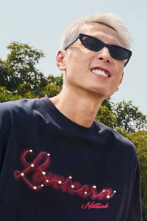 Heavyweight American Vintage Pearl Letter Print Short Sleeve T-Shirt Unisex Loose Fit 2025 Summer Streetwear