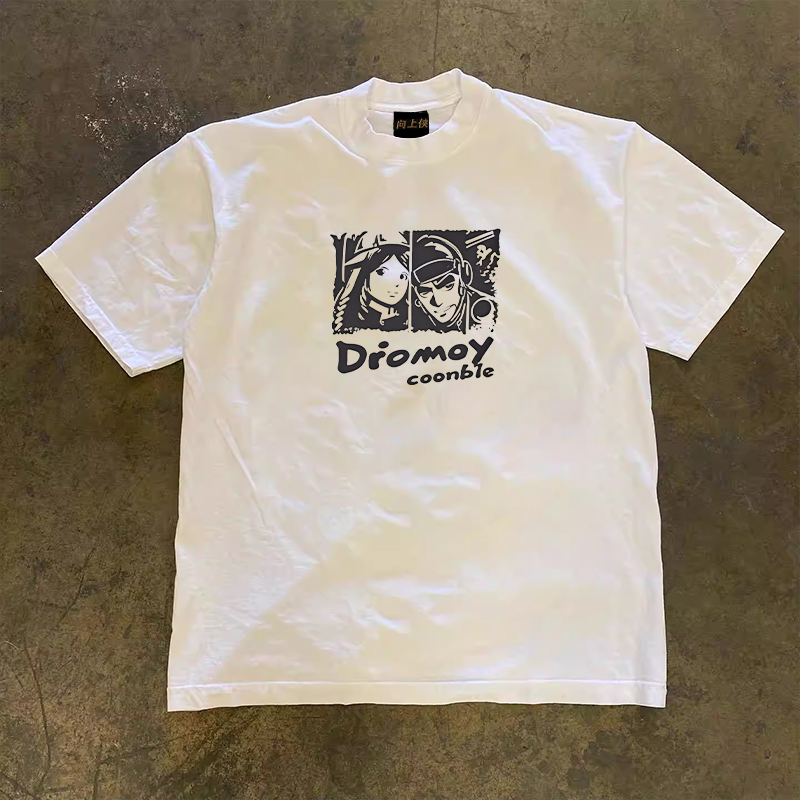 Heavyweight Couple's Loose Short-Sleeve T-Shirt in 260g Pure Cotton - Charitable Upward Hero Design for Men and Women Heavyweight Couple's Loose Short-Sleeve T-Shirt in 260g Pure Cotton - Charitable Upward Hero Design for Men and Women