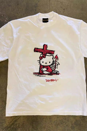 Heavyweight Couple's Loose Short-Sleeve T-Shirt in 260g Pure Cotton - Charitable Upward Hero Design, Unisex Casual Style