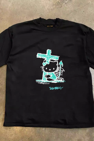 Heavyweight Couple's Loose Short-Sleeve T-Shirt in 260g Pure Cotton - Charitable Upward Hero Design, Unisex Casual Style