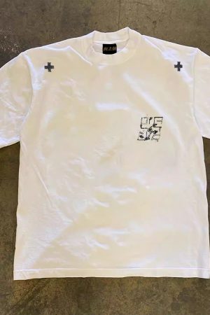 Heavyweight Couple's Loose Short-Sleeve T-Shirt in Pure Cotton - Upward Hero Design for Charity - Unisex 90s Street Style Tee