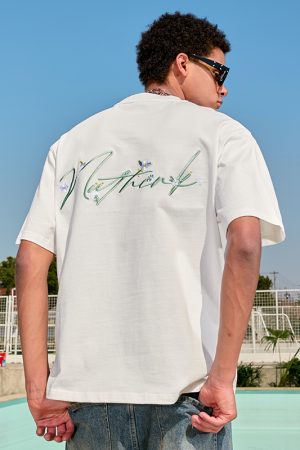 Heavyweight Floral Embroidered Short Sleeve T-Shirt for Men and Women - American Streetwear, Loose Fit, 2025 Summer Style