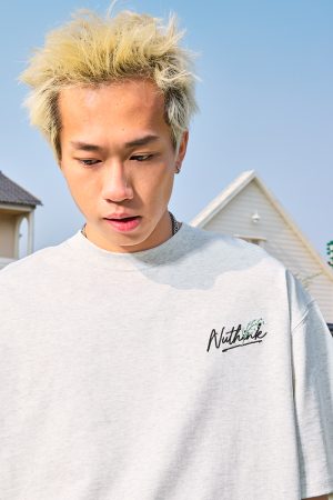 Heavyweight Floral Embroidery Letter Short Sleeve T-Shirt for Men - Streetwear Loose Fit Hip Hop Style - Summer 2025 Fashion