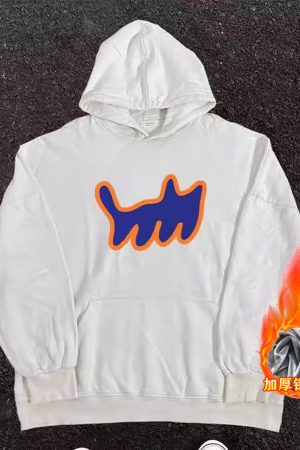 Heavyweight Hooded Sweatshirt with Cartoon Print - 2023 New Style, Loose Fit, Versatile for Students, Casual Streetwear