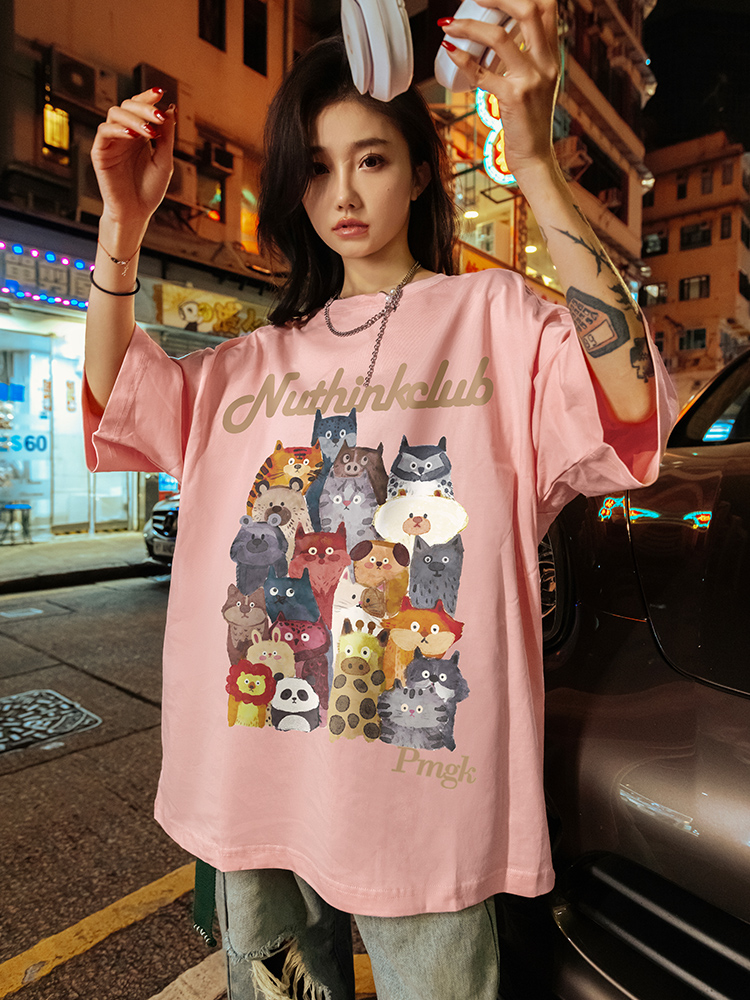 Heavyweight Loose Plus-Size Cartoon Animal T-Shirt for Men, Short Sleeve Summer Trendy Oversized Tee, Casual Streetwear Heavyweight Loose Plus-Size Cartoon Animal T-Shirt for Men, Short Sleeve Summer Trendy Oversized Tee, Casual Streetwear