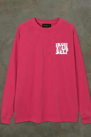 Heavyweight Oversized Long-Sleeve T-Shirt with Niche Letter Print - Motivational Graphic Tee for Casual Street Style