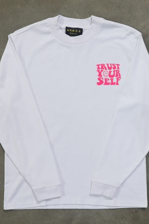 Heavyweight Oversized Long-Sleeve T-Shirt with Niche Letter Print - Motivational Graphic Tee for Casual Street Style