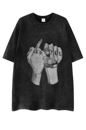 Heavyweight Vintage Washed Cotton Short Sleeve T-Shirt for Women - Hip-Hop Style, Retro Dark Fashion, European & American Trendy Design