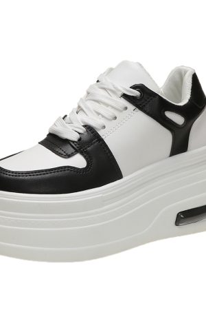 Height-Increasing 8cm Thick-Soled White Leather Sneakers for Women - Trendy Spring 2023 European Style Versatile Skate Shoes