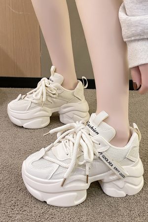 Height-Increasing Dad Shoes for Petite Women - 2024 Autumn Versatile High-Heeled Thick-Soled Platform Sneakers