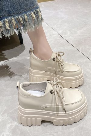 Height-Increasing Women's Patent Leather Platform Loafers - Thick-Soled Spring Autumn Shoes for Short Women