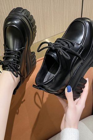 Height-Increasing Women's Patent Leather Platform Loafers - Thick-Soled Spring Autumn Shoes for Short Women