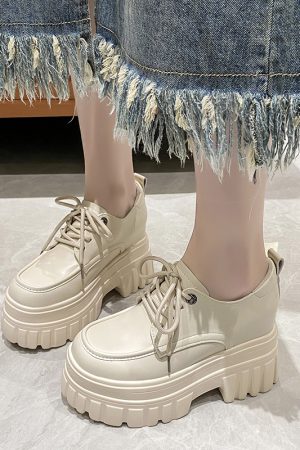 Height-Increasing Women's Patent Leather Platform Loafers - Thick-Soled Spring Autumn Shoes for Short Women