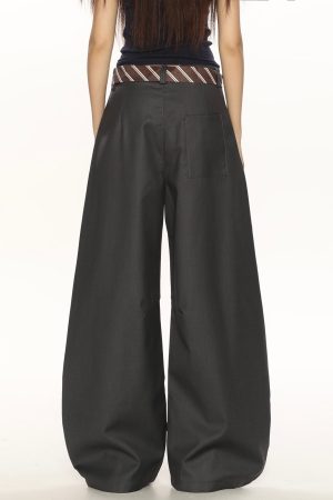 High-End Casual Wide-Leg Floor-Length Pants for Women - Unique Draped Design with Curved Blade Detail, Versatile Fashion Statement