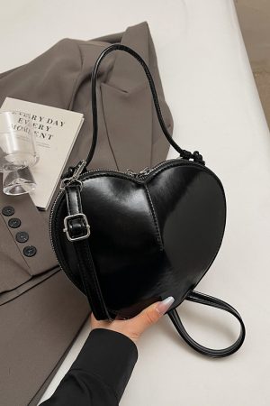 High-End Red Handbag for Women - 2025 Spring Summer Shoulder Crossbody Bag with Heart-Shaped Coin Purse, Trendy Niche Fashion Accessory