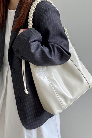 High-End Woven Leather Shoulder Tote Bag for Women - Large Capacity Commuting Bag, 2025 Niche Design