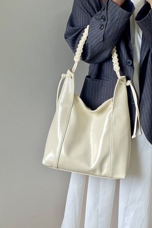 High-End Woven Leather Shoulder Tote Bag for Women - Large Capacity Commuting Bag, 2025 Niche Design