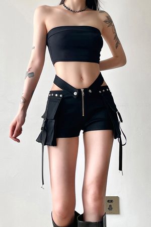 High Energy Motorcycle Cool V-Shaped Waist 3D Pocket Shorts - Slimming Versatile Womenâ€™s Work Pants, Trendy Streetwear Style