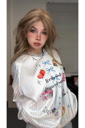 High Street American Style V-Neck Sweatshirt for Women - Cute Color-Block Plaid Long Sleeve Top, Autumn Casual Layering Essential