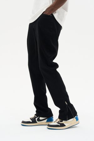 High Street Casual Cuff Zipper Denim Pants - Trendy Y2K Inspired Streetwear for Effortless Style