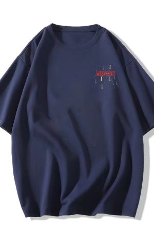 High Street Pure Cotton White Short Sleeve T-Shirt for Women, Plus Size, American Style, Casual Couple Top, Niche Design