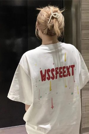 High Street Pure Cotton White Short Sleeve T-Shirt for Women, Plus Size, American Style, Casual Couple Top, Niche Design