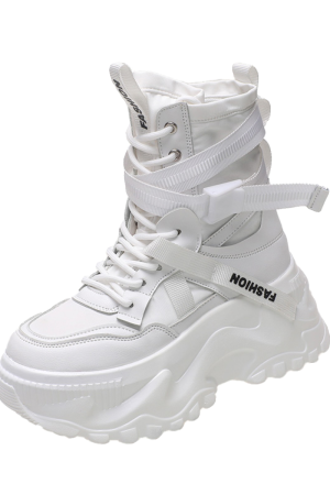 High-Top Sports Dad Shoes for Women - Versatile Thick-Soled Platform Casual Ankle Boots for Spring and Autumn