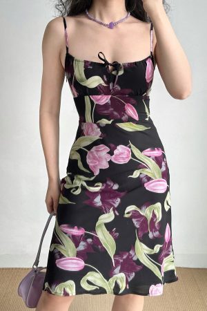 High-Waist A-Line French Vintage Tulip Slip Dress for Vacation - Go Girl Go DIY Style