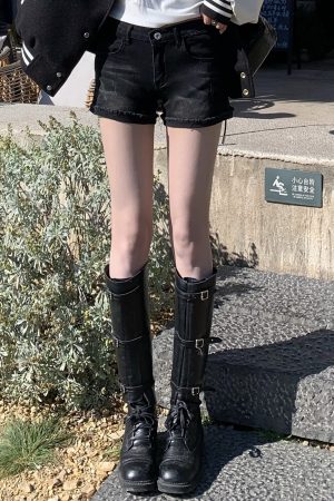 High Waist Distressed Denim Shorts for Women, American Vintage Style, 2025 Fashion, Casual Summer Hot Pants