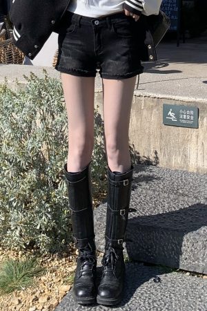 High Waist Distressed Denim Shorts for Women, American Vintage Style, 2025 Fashion, Casual Summer Hot Pants