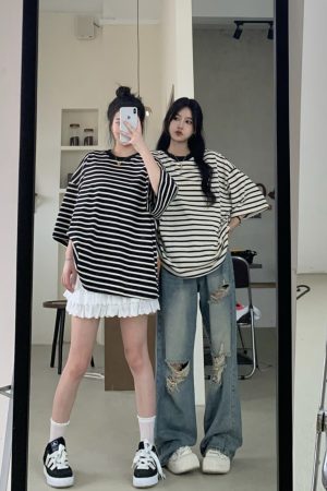 High Waist Ripped Jeans for Women - Trendy Summer Straight Leg Pants, Floor-Length Washed Style, INS Fashion, Casual Chic Look