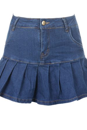 High Waist Ruffle Hem Denim Mini Skirt for Women, Retro Cute A-Line Stretch Skirt, Y2K Fashion, Casual Summer Style