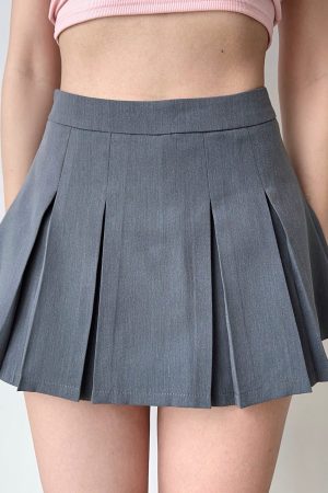 High-Waisted A-Line Pleated Skirt for Women - Versatile Solid Color, Anti-Exposure, Slimming Half-Length Skirt, European American Style