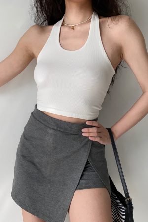 High-Waisted A-Line Skirt with Side Slit - European American Style Summer Mini Skirt for Women, Anti-Exposure Fashion