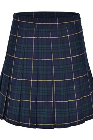 High-Waisted American Retro Plaid Pleated Skirt with Safety Shorts - College Style Fashion for a Slimming Look