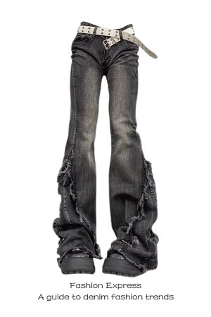 High-Waisted Black Frayed Hem Flared Jeans for Women - Slimming Wide-Leg Bell-Bottom Pants for Spring & Autumn, American Style Vibe