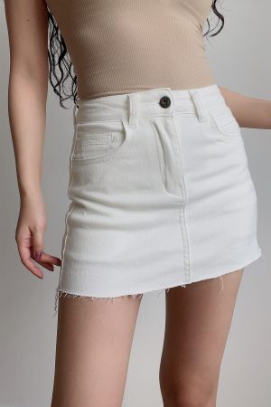 High-Waisted Frayed Bodycon Denim Mini Skirt - Sexy A-Line Design for Hot Girl Style - European and American Fashion Trend