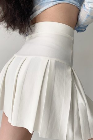 High-Waisted Pleated A-Line Skirt for Women - Solid Color Summer Fashion, European & American Style, Slimming Waist, Short Length