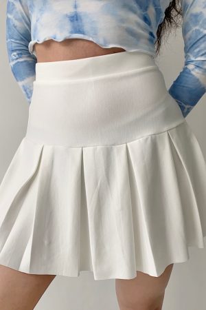 High-Waisted Pleated A-Line Skirt for Women - Solid Color Summer Fashion, European & American Style, Slimming Waist, Short Length