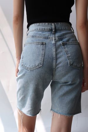 High-Waisted Retro Slim-Fit Frayed Denim Shorts for Women - European & American Style Cycling Summer Shorts