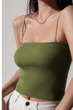 High-Waisted Slim-Fit Strapless Knitted Camisole Tank Top for Women - Solid Color Summer Style, Sexy and Chic Fashion Essential