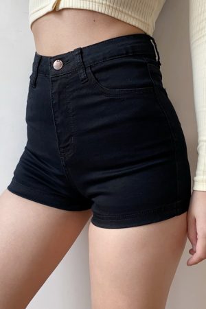 High-Waisted Slim Fit Stretch Denim Shorts for Women, Vintage American Style Sexy Summer Hot Pants
