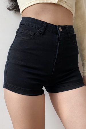 High-Waisted Slim Fit Stretch Denim Shorts for Women, Vintage American Style Sexy Summer Hot Pants