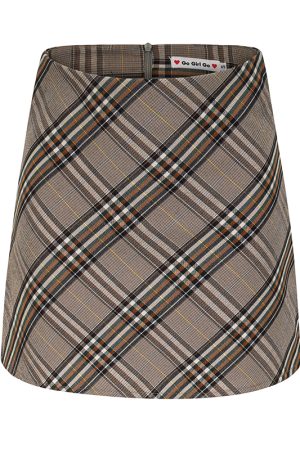 High-Waisted Slimming Plaid A-Line Mini Skirt - Vintage American Style Bodycon Skirt for Women, Perfect for 90s & Y2K Fashion