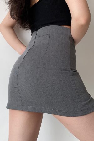 High-Waisted Split Bodycon Skirt for Women - Sexy A-Line Short Skirt in European & American Style, Anti-Exposure Design