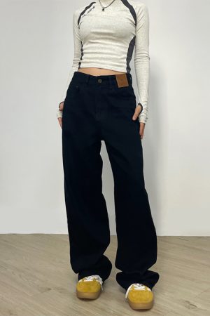 High-Waisted Straight-Leg Draped Denim Pants for Men and Women - Trendy Retro Wide-Leg Loose-Fitting American High Street Style