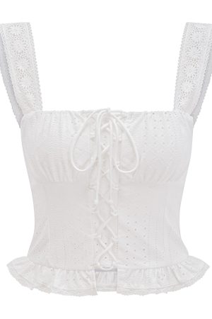 Hollow Floral Pattern Camisole for Women - DIY European American Style Summer Top with Wide Shoulder Straps