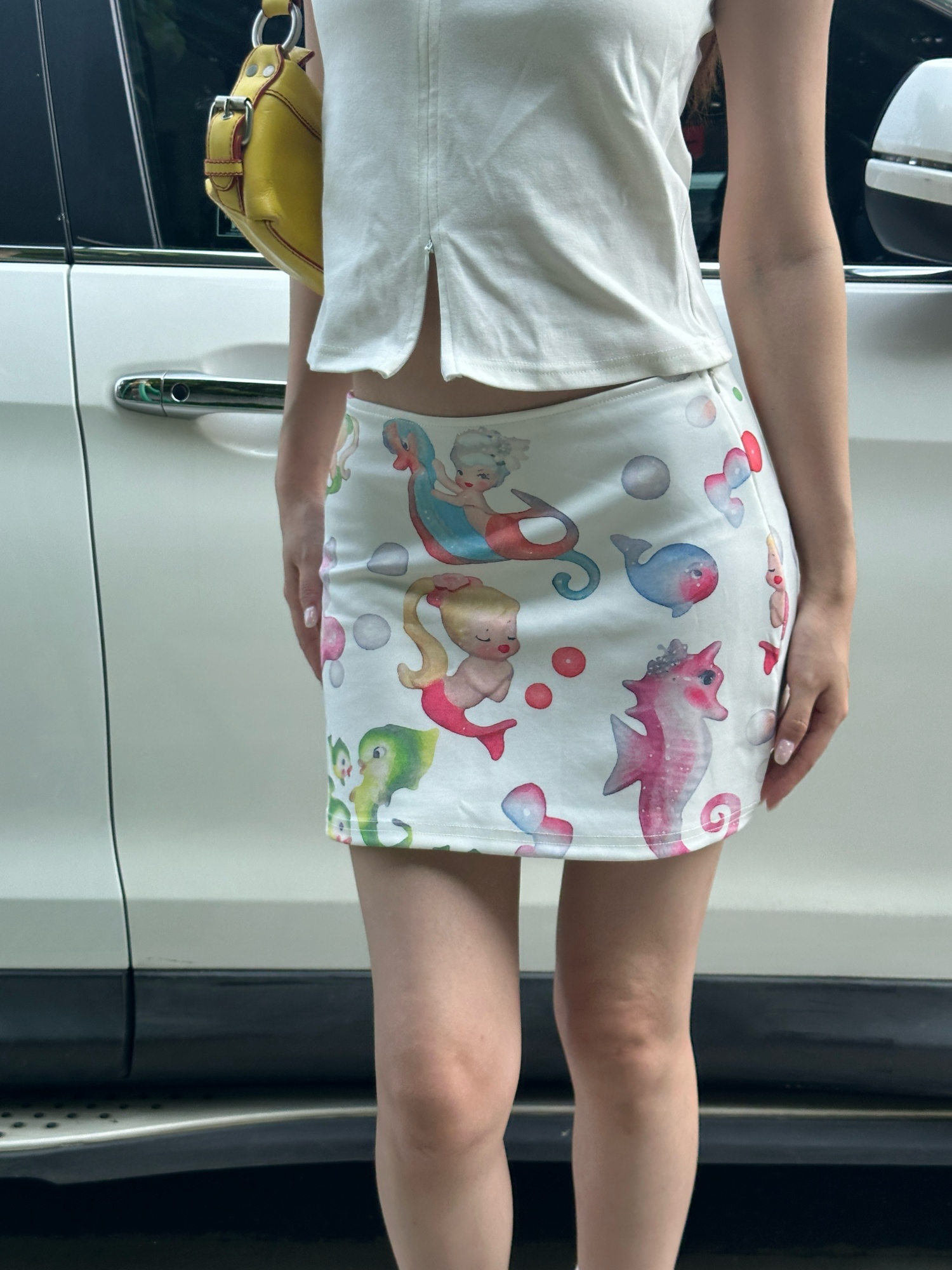 Hot Girl Clown Fish Print Bodycon Mini Skirt - 2025 Summer Niche Design, Trendy Y2K Style Hot Girl Clown Fish Print Bodycon Mini Skirt - 2025 Summer Niche Design, Trendy Y2K Style